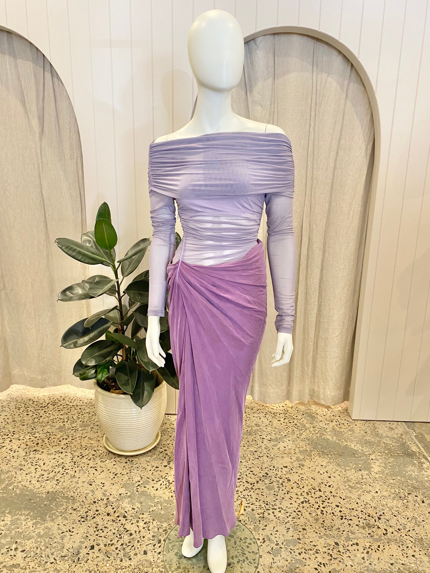 Benni Yasmin Off Shoulder Maxi Dress in Purple