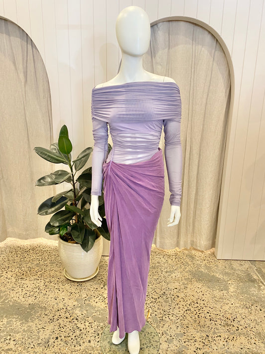Benni Yasmin Off Shoulder Maxi Dress in Purple