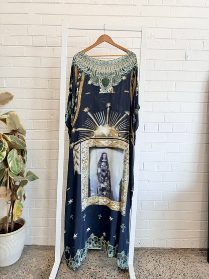 Camilla 'Sacred Amulet' Silk Round Neck Kaftan - Size 14 - 20