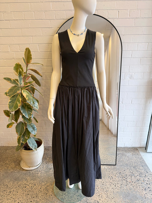 Esse Studios Black Net Sustain Stretch Knit Maxi Dress - Size 8