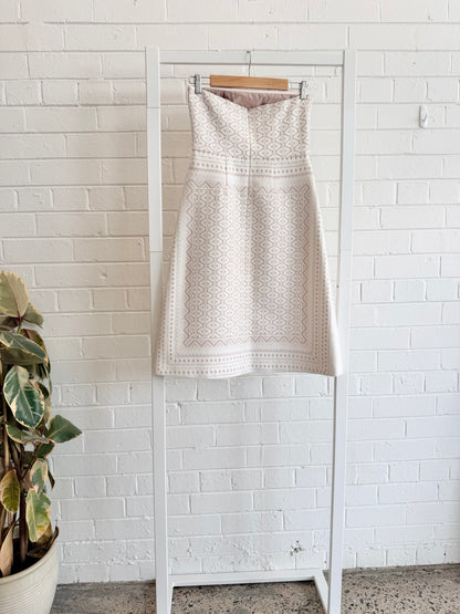Thurley Ivory Strapless Lace Midi Dress - Size 10