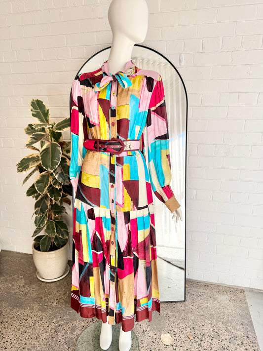 Rebecca Vallance Bastile Button Midi Dress - Size 14