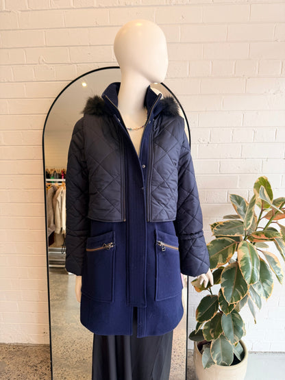 Joie Midnight Blue Hetal Wool Coat - Size S