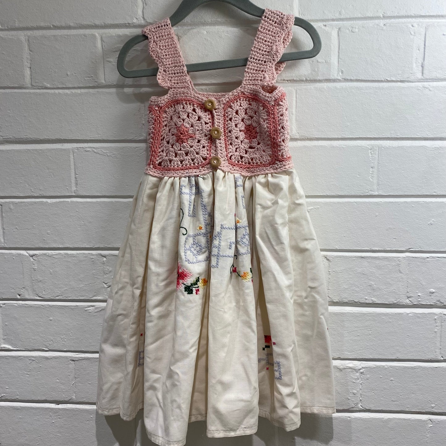 Autumn Blue Crochet Dress - Size 4-5