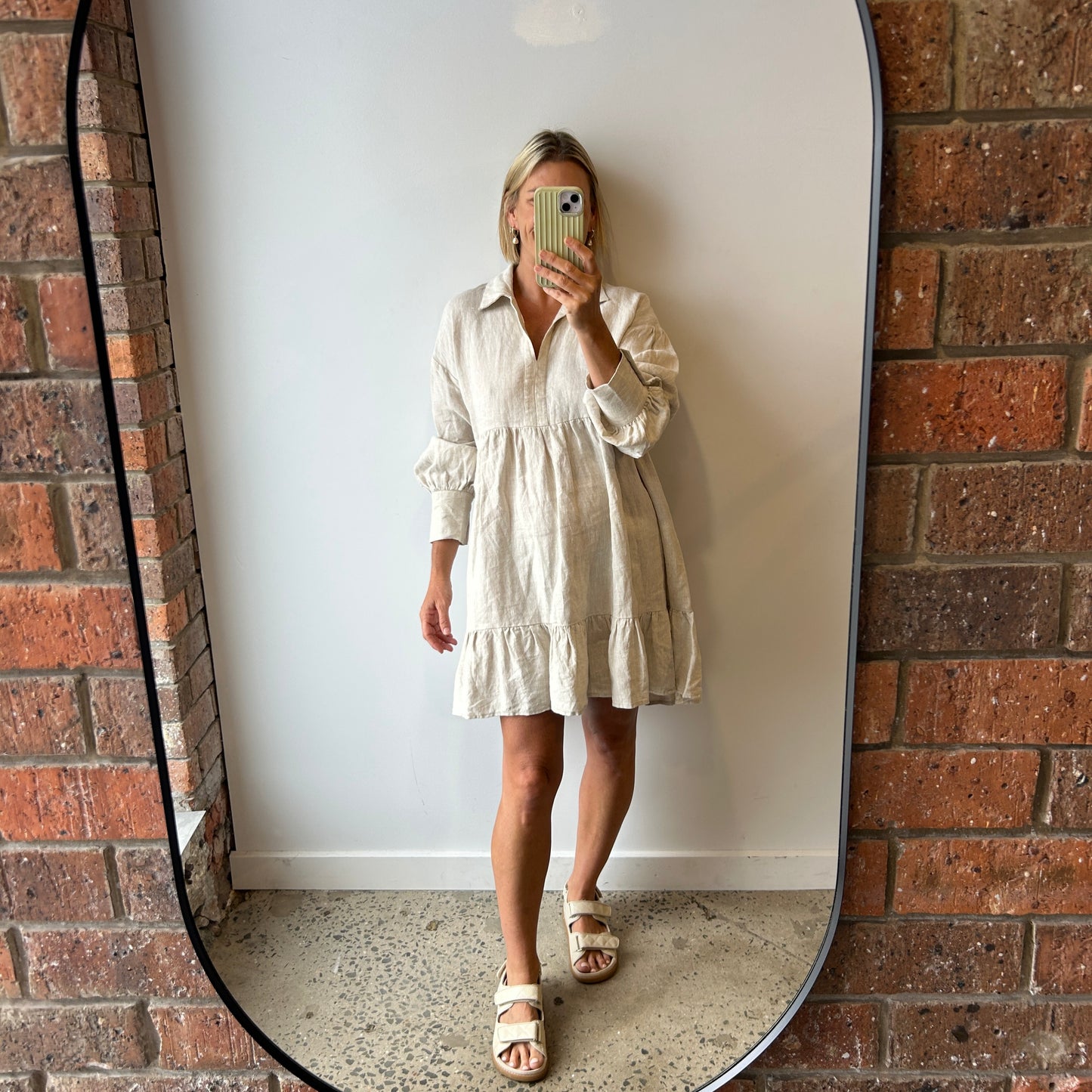 Aere Linen Smock Dress - Size 12/14