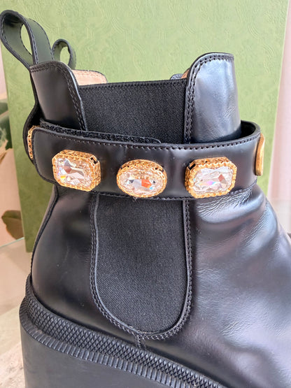 Gucci 'Trip' Embellished Chelsea Boots in Black - Size 38