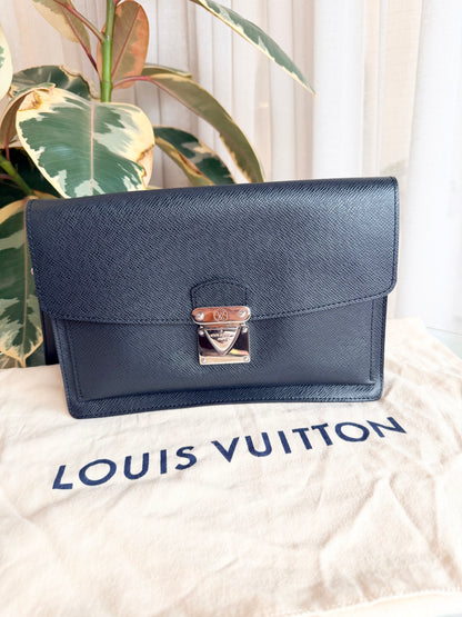 Louis Vuitton Black Taiga Belaia Clutch Bag