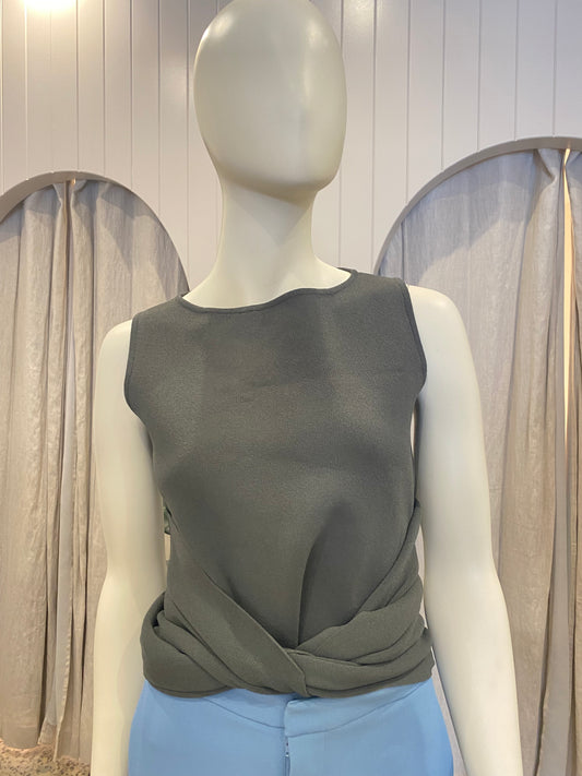 Scanlan Theodore Crepe Wrap Top - Size 10 - 12