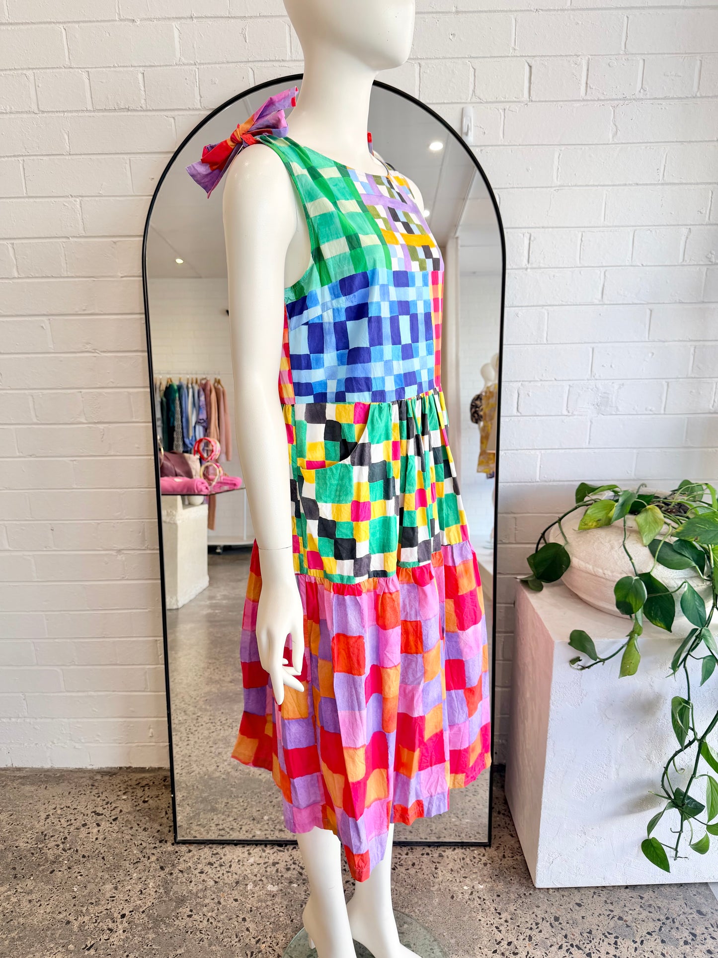 Gorman Gingham Garden Tiered Midi Dress - Size 10 - Pre-Loved Geelong