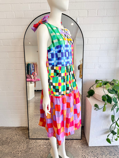 Gorman Gingham Garden Tiered Midi Dress - Size 10 - Pre-Loved Geelong