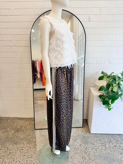 Adidas Origianls Animal Print Wid Leg Satin Pants - Size L (12)