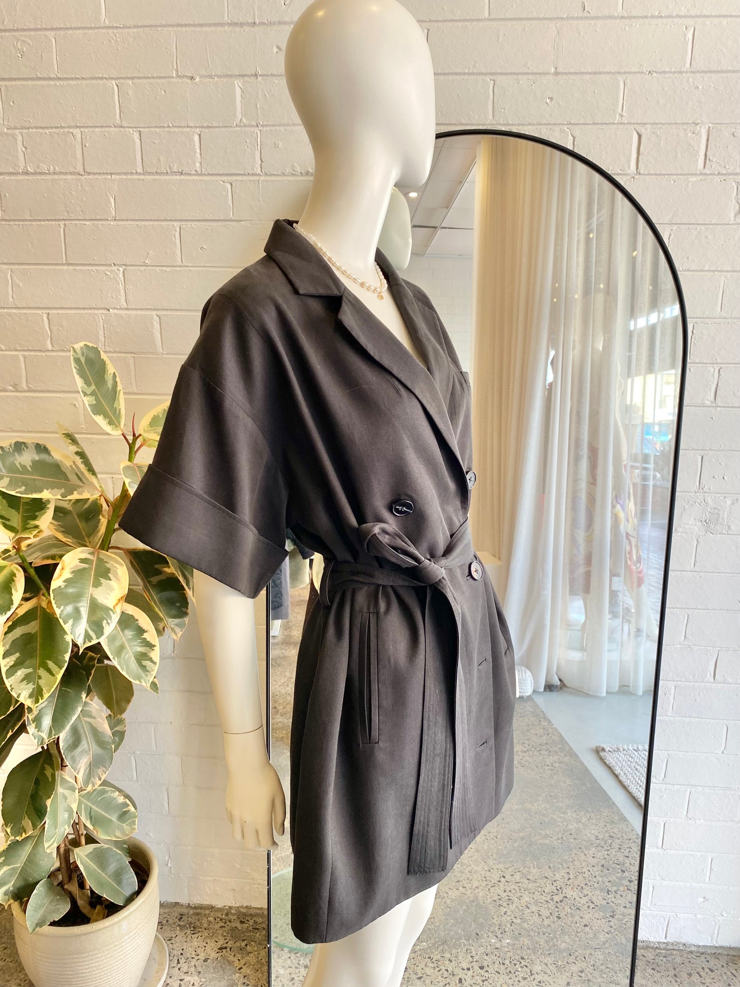 Shona Joy Black Double Breasted Short Sleeve Blazer Top/Dress - Size 10