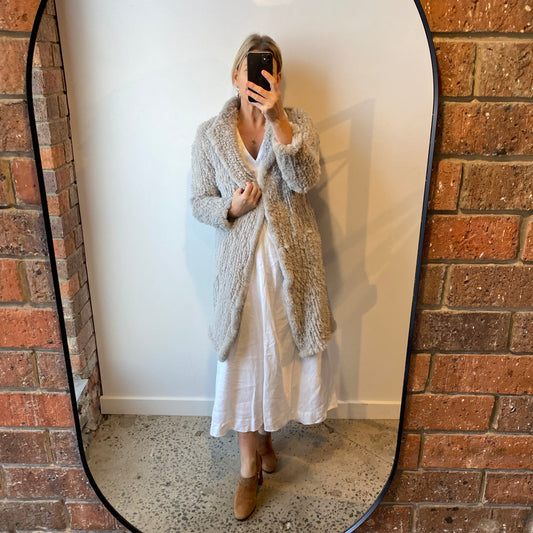 Friends with Frank Fur Jacket in Light Grey- Size Small (8/10)