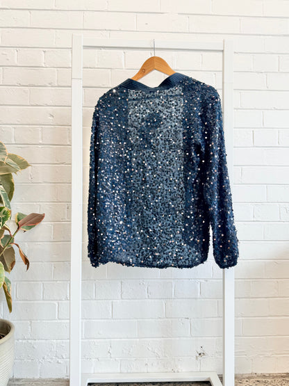 Flannel Navy All That Glitters Jacket - Size 0 (6 - 8)
