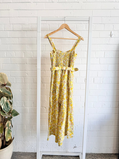 Faithful The Brand Yellow Floral Kasbah Jumpsuit - Size 0 (6)