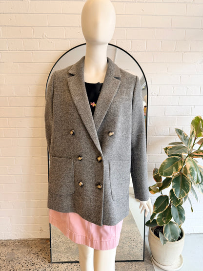 Sezane Grey Michele Double Breasted Blazer - Size 40 (12)