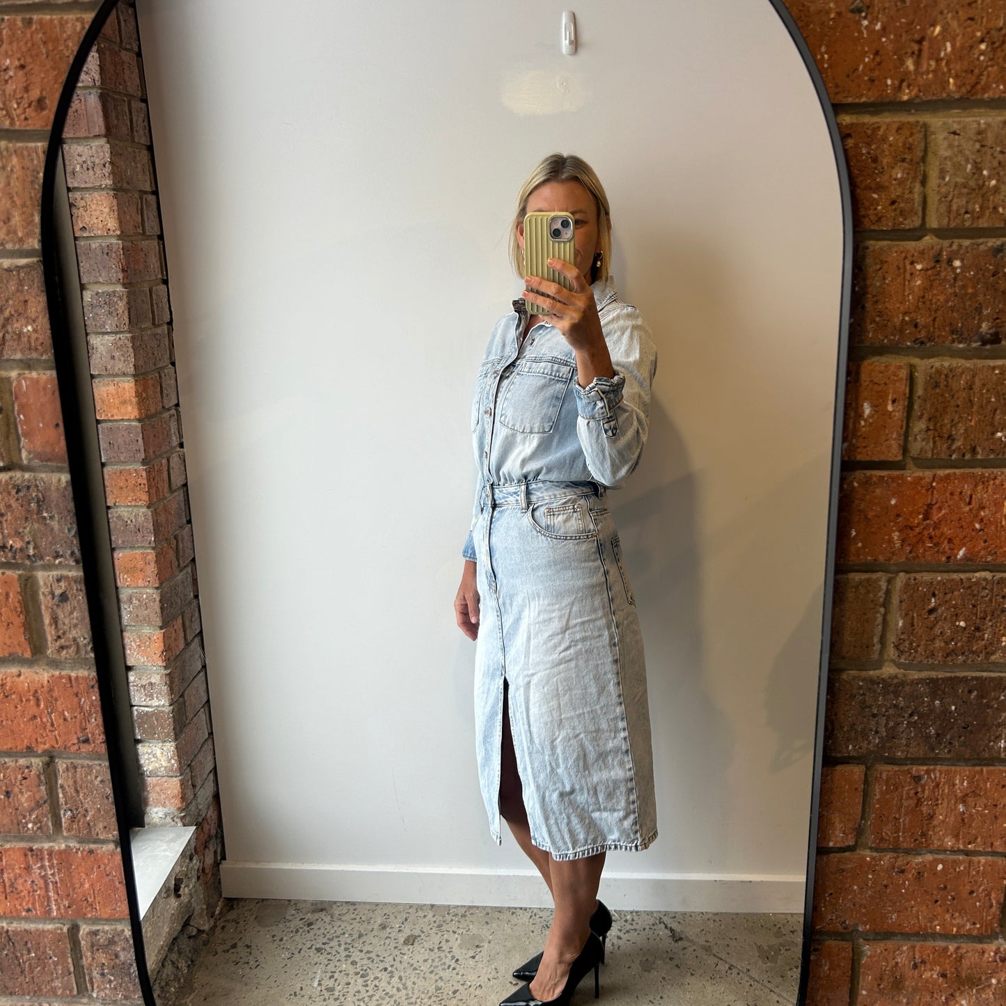 Decjuba Denim Midi Dress - Size 8