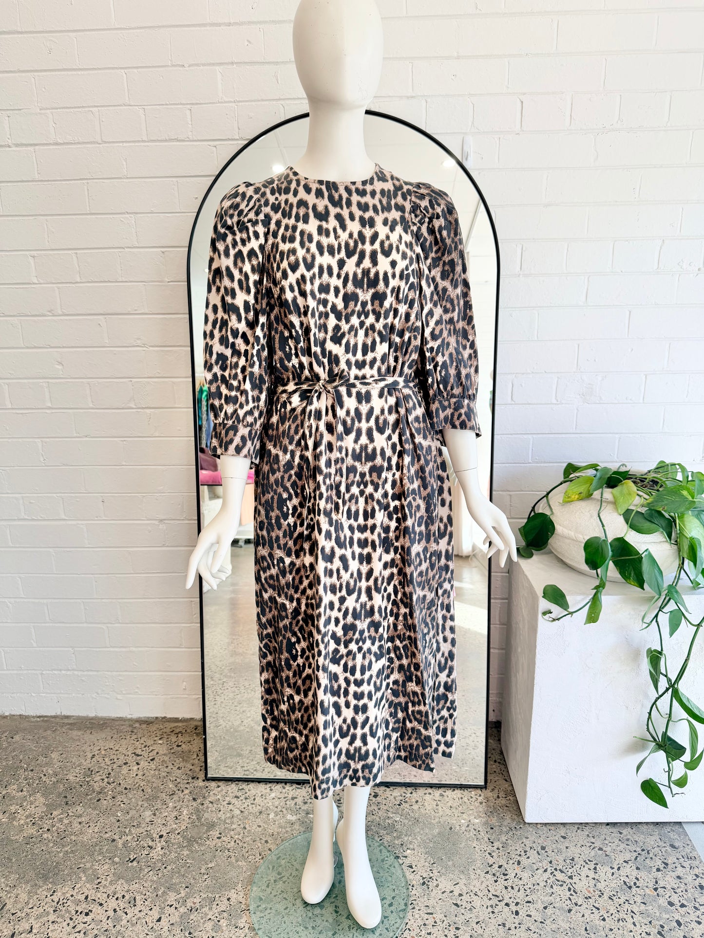 Baum Und Pferdgarten Brown Alya Leopard Print Midi Dress - Size 40 (12 - 14)
