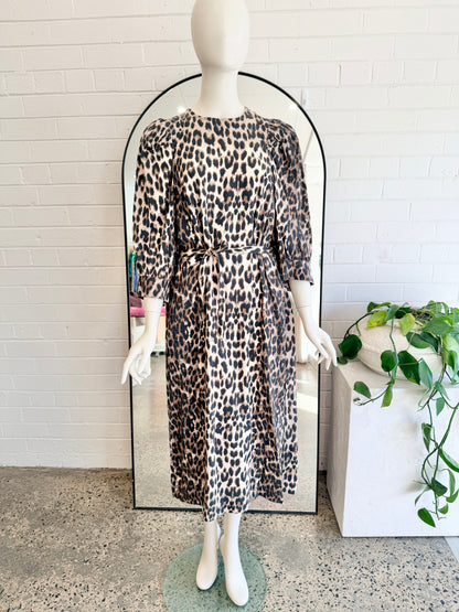 Baum Und Pferdgarten Brown Alya Leopard Print Midi Dress - Size 40 (12 - 14)