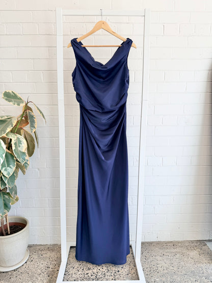 Bec & Bridge 'Eternity' Off Shoulder Maxi Dress in Navy - Size 16