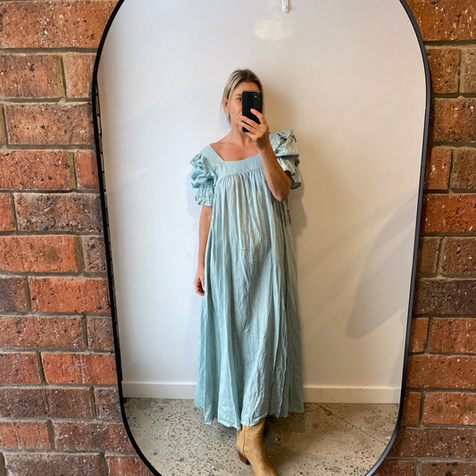 Spell Mae Linen Maxi Dress Seafoam -  Size XS (6-10)