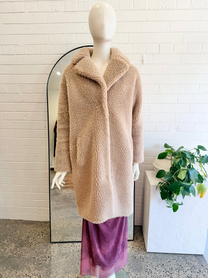 Friends With Frank Camel 'Harriet' Teddy Coat - Size XS (8-10)