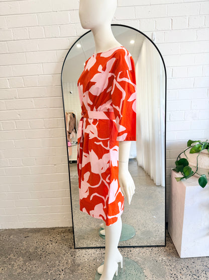 Marimekko Red Tarika Katleija Midi Dress - Size 38 (10)