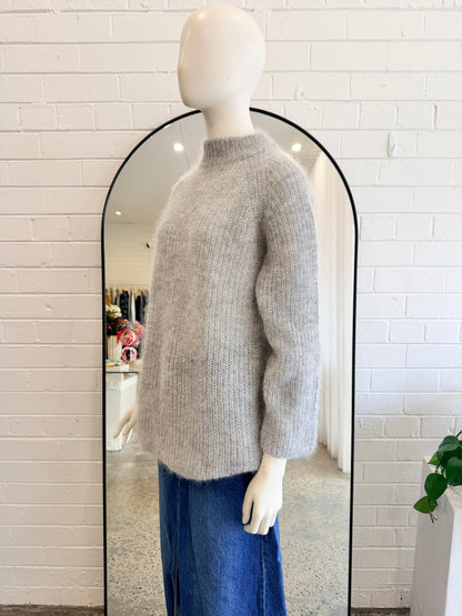 Cos Grey Mohair Blend Knit Jumper - Size S (10)