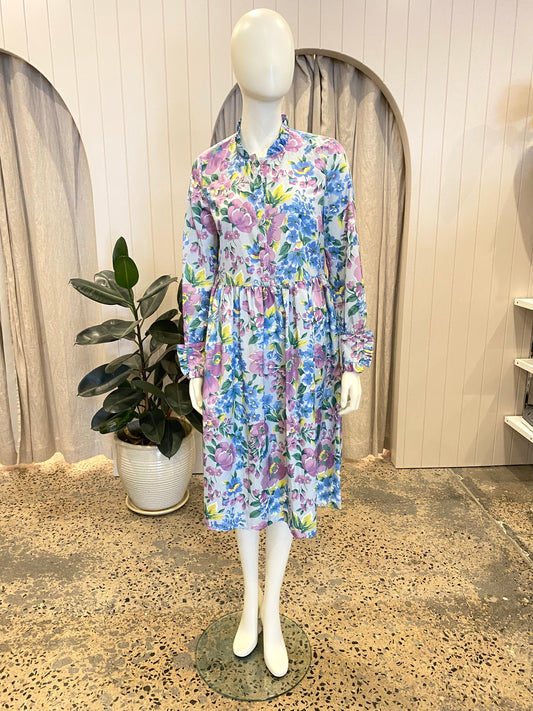 Baum und Pferdgarten Agacia Ruffle Dress in Garden Floral - Size 36 (8-10)