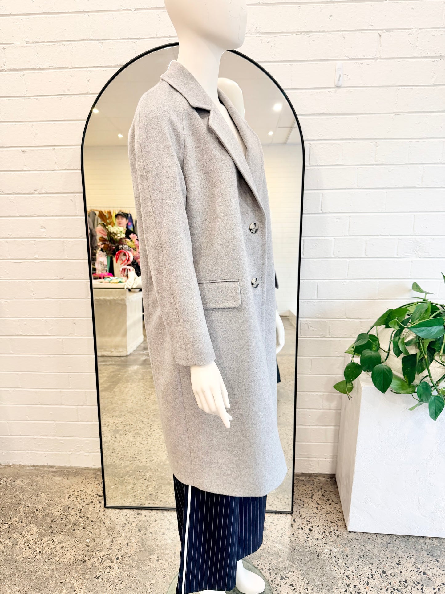 Cable Melbourne Grey Wool Anderson Coat - Size 8