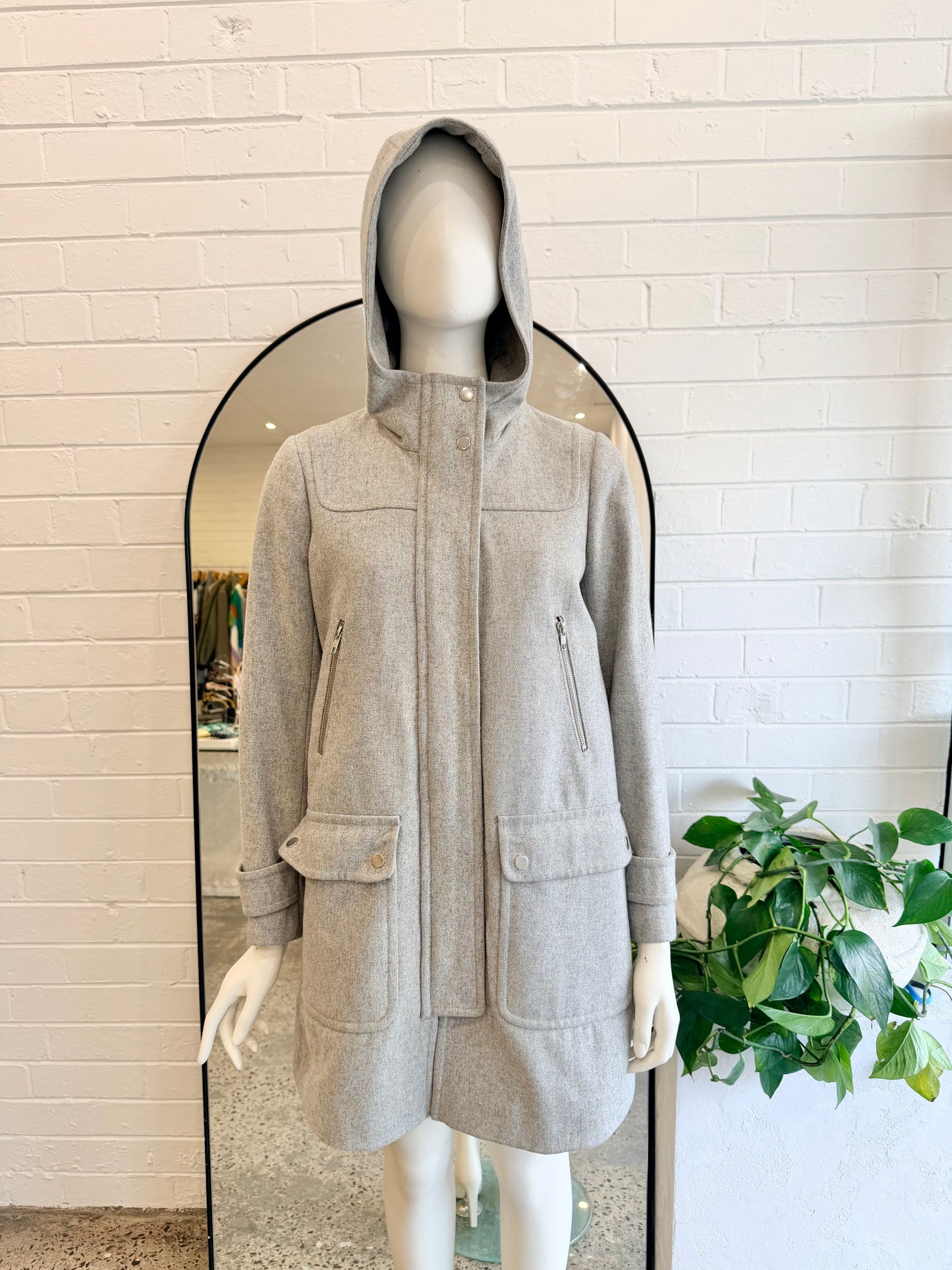 J Crew Grey Wool Blend Coat - Size 6