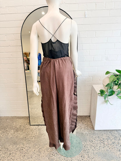 Alemais Pleated Detail Pants in Mocha - Size 12