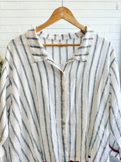 Megby Design Linen Stripe Shirt - Size L