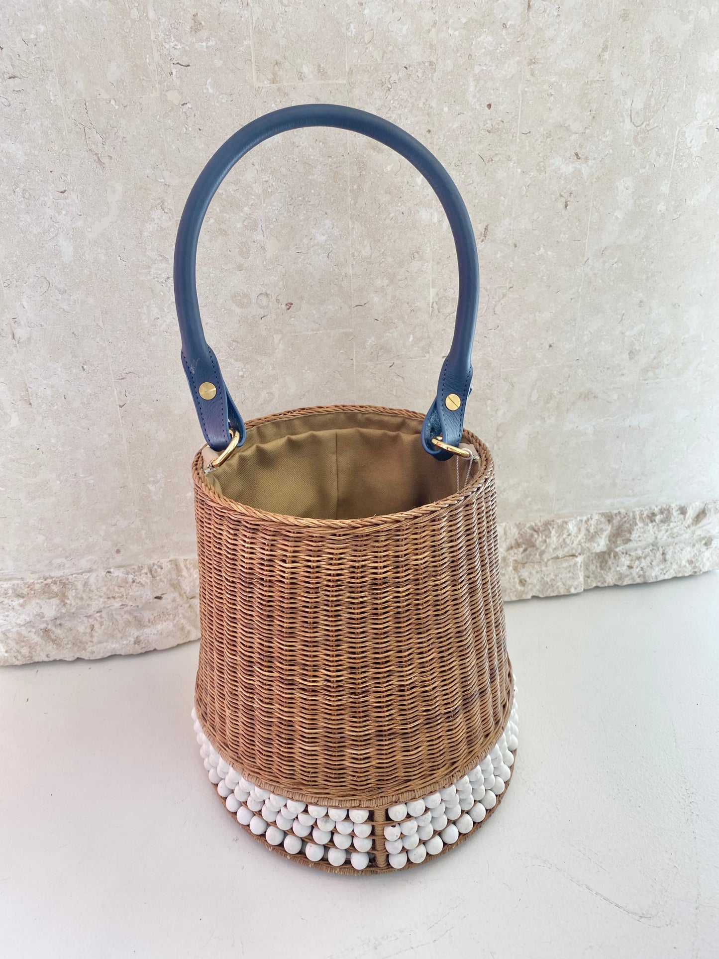 Lucy Folk Beaded Wicker Bag