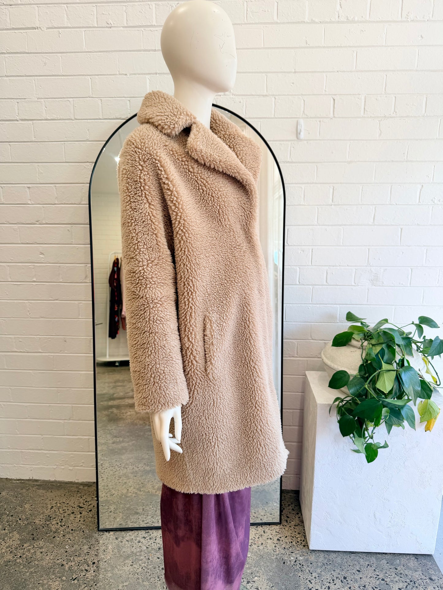 Friends With Frank Camel 'Harriet' Teddy Coat - Size XS (8-10)