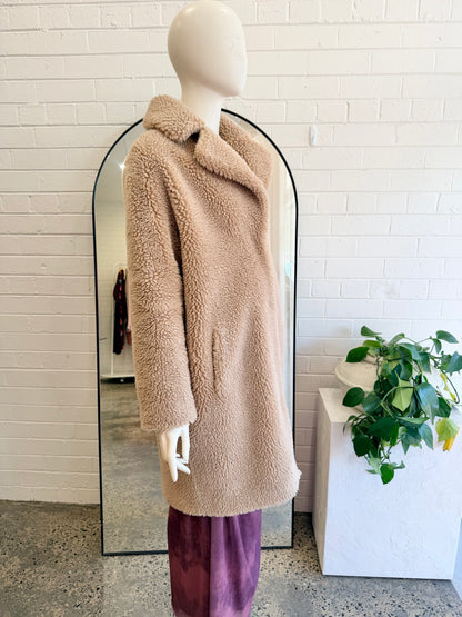Friends With Frank Camel 'Harriet' Teddy Coat - Size XS (8-10)