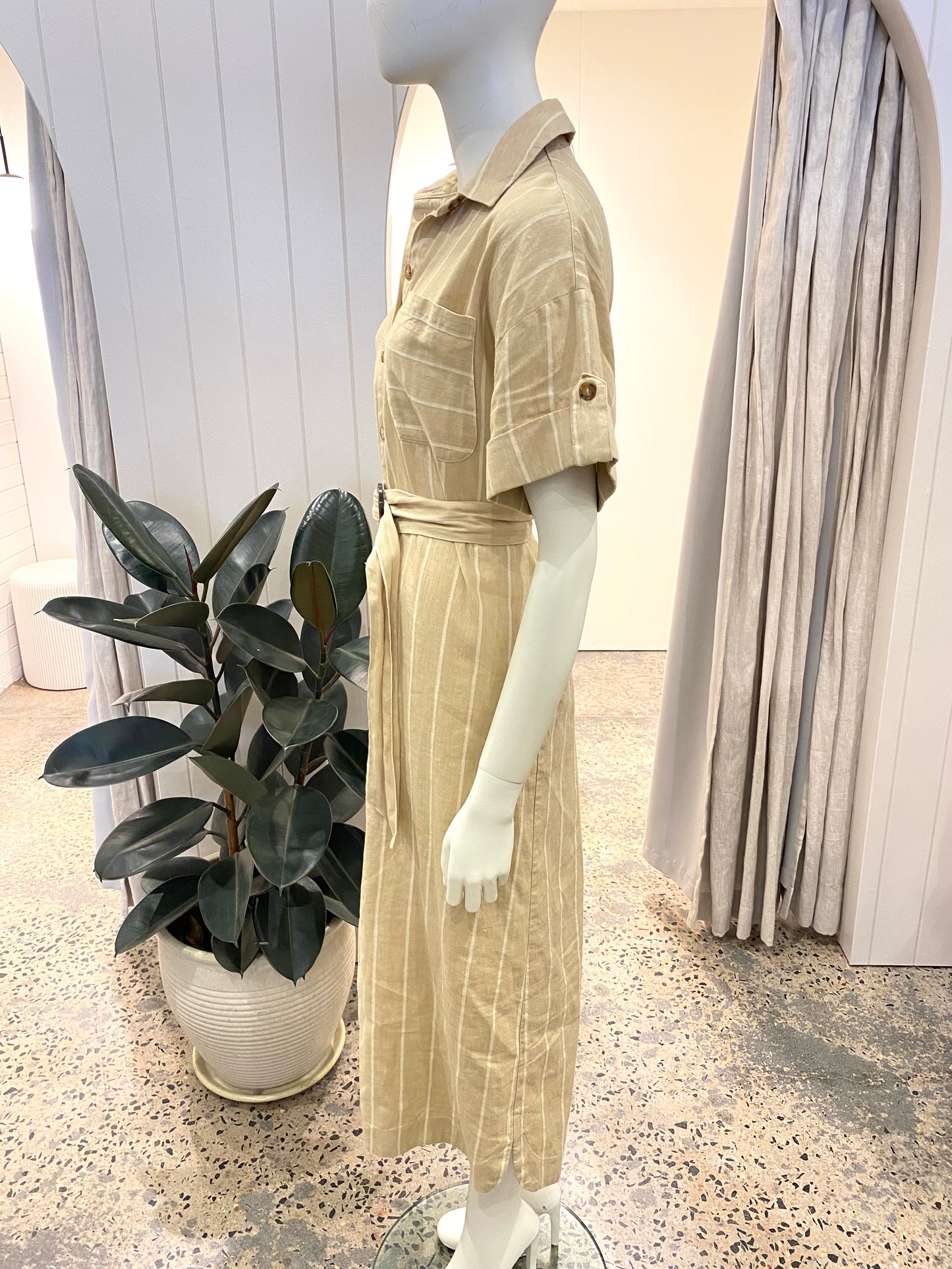 Sezane Alani Striped Linen Shirtdress - Size 36 (8/10)