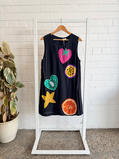Gorman 'Cute Fruit' Beaded Shift Dress - Size 14