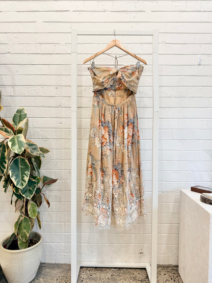 Zimmermann Anais Antique Tie Midi Dress - Size 2 (10)