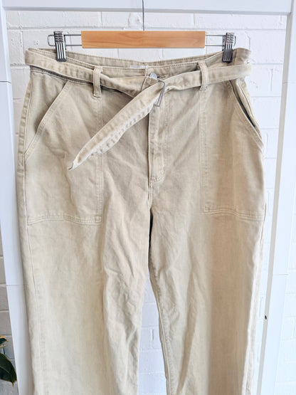 Rolla's High Rise Wide Leg Jeans in Tan - Size 32 (12-14)