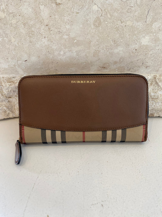 Burberry Horseferry Check Elmore Zip Around Wallet