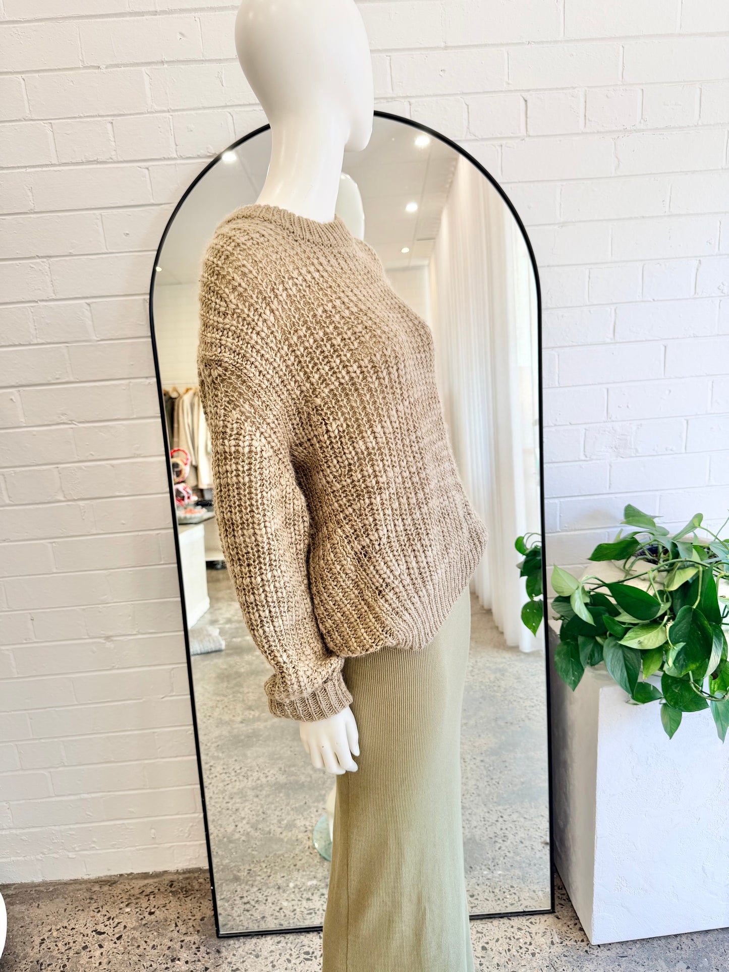 Assembly Label Relaxed Chuny Knit Jumper in Khaki - Size 6-10