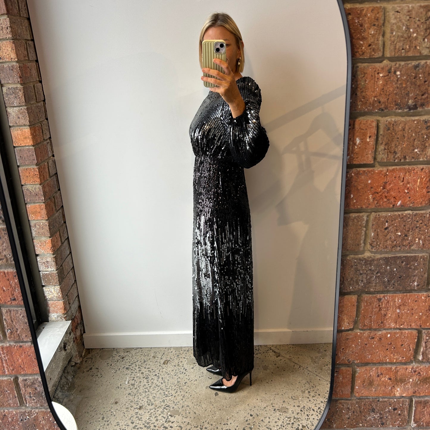 Rixo Black Sequin Maxi Dress - Size 10