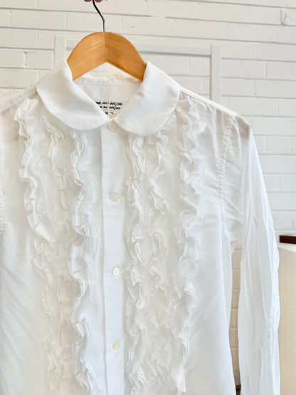 Comme Des Garcons White Ruffled Shirt - Size M (8 - 10)
