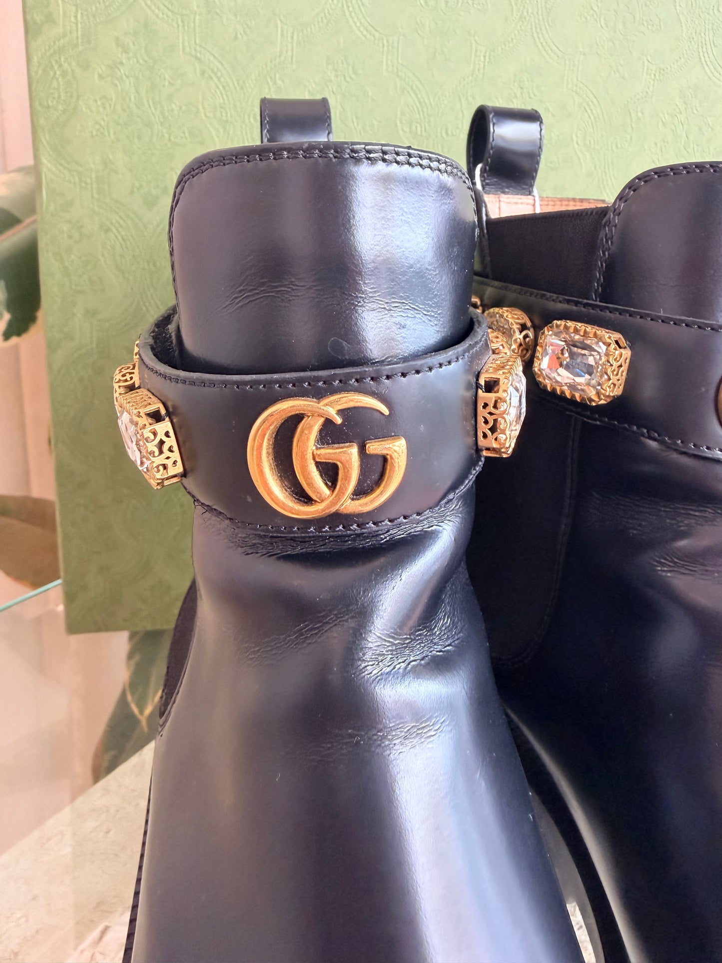 Gucci 'Trip' Embellished Chelsea Boots in Black - Size 38