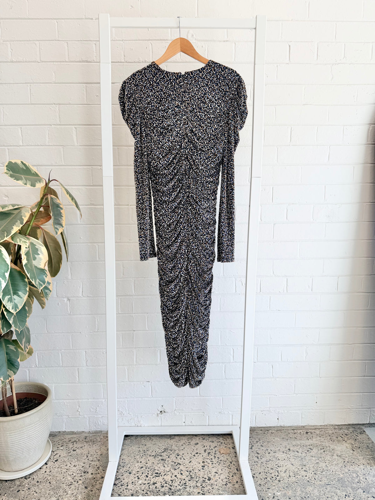 Jonathan Simkhai Edith Metallic Jersey Dress - Size L (AU 12)