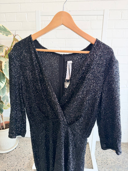 IRO Black Sequin Mini Dress - Size 40 (12)