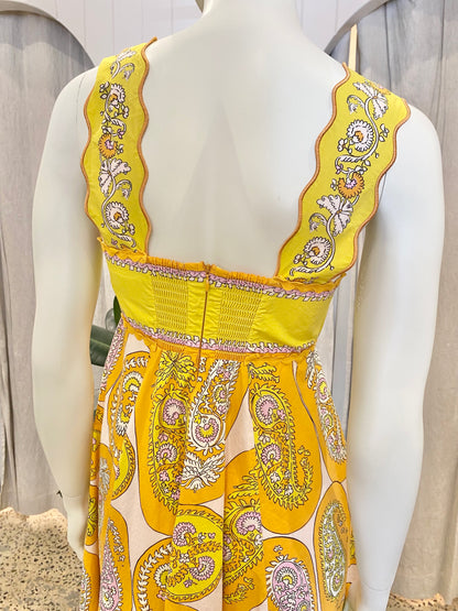 Alemais 'Diana' Orange Summer Cotton Dress - Size 8