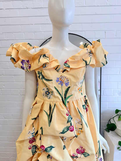 Leo Lin Yellow Sorbet Maxime Vouminous Gown - Size 14 - Pre-Loved Geelong