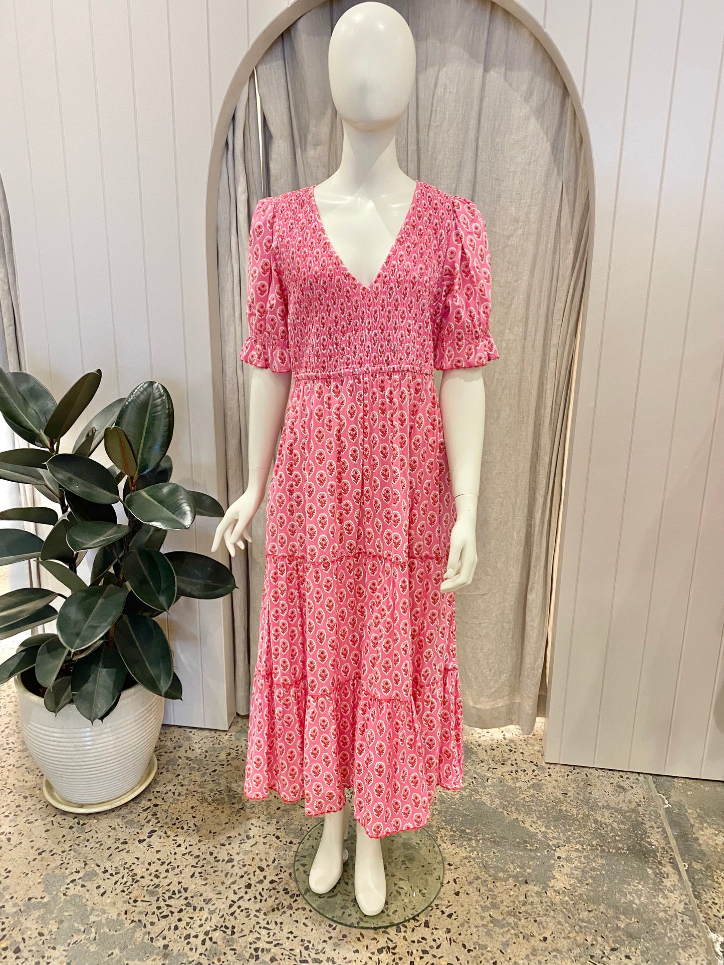 Pink City Prints Pink Maxi Dress - Size L
